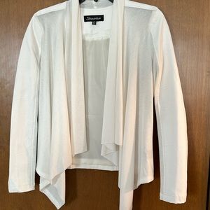 EUC Shinestar White Faux Leather Open Front Cardigan size S